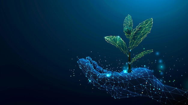 Conceito de Economia Digital Sustentável Abstrato Ícone circular de mão na mão