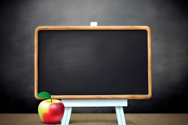 Conceito de educação com suporte de lousa preta em branco para anúncio com Apple Generative Ai