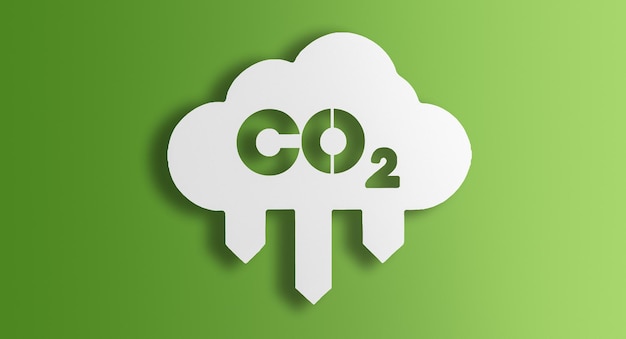 Conceito de emissão de CO2 na visão superior da floresta para o meio ambiente Desenvolvimento sustentável e negócios verdes baseados em energia renovável limitam as mudanças climáticas e o aquecimento global