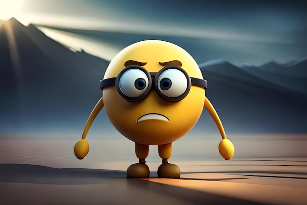 conceito de emoji de personagem triste em fundo escuro estilo de desenho animado 3D