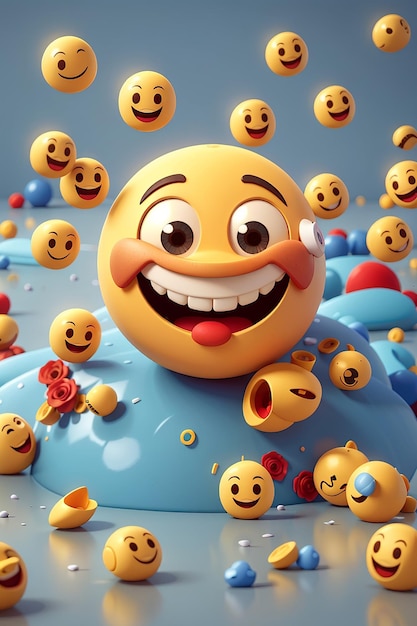 Foto conceito de emoji engraçado ilustração 3d estilos emoji triste emoji feliz