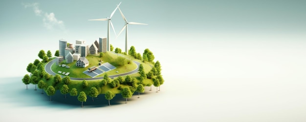 Conceito de energia renovável e sustentável Proteção ambiental Gerador de energia verde Ai