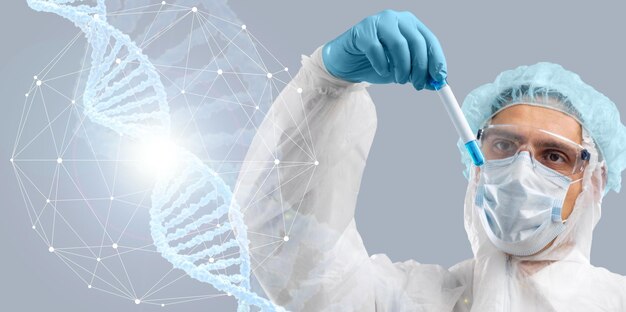 Foto conceito de engenharia genética. testando. farmacia. medicina regenerativa.