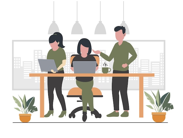 conceito de espaço de coworking em equipa
