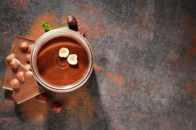 Conceito de espaço de creme de chocolate para comida doce para texto