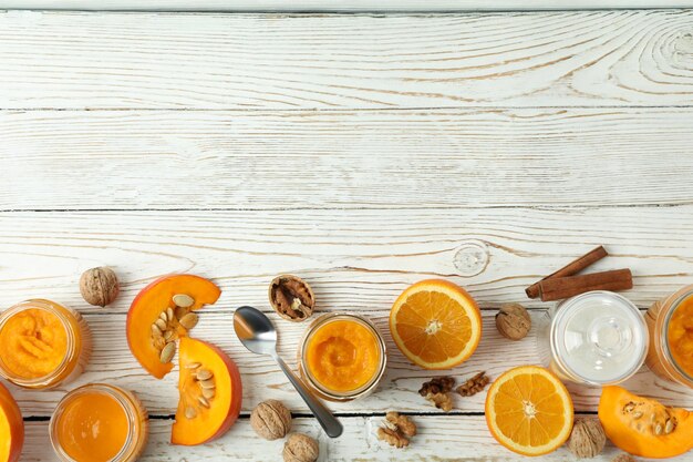 Conceito de espaço de doce de abóbora de comida saborosa para texto