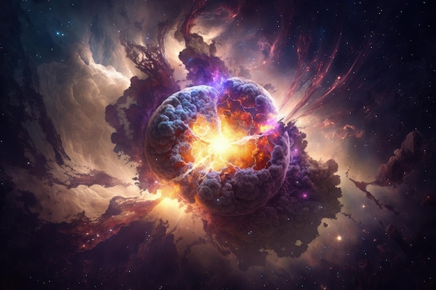 Conceito de espaço de ilustração de supernova IA generativa