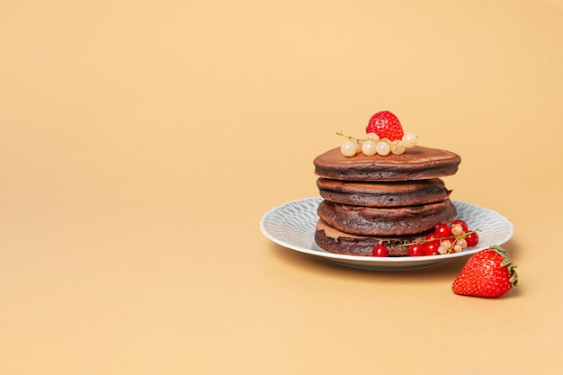 Conceito de espaço de panquecas de chocolate de comida doce para texto