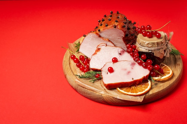 Conceito de espaço de presunto de comida saborosa para texto