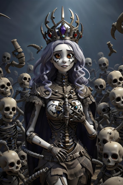 Conceito de estilo de desenho animado 3D de Skeleton Woman criado com IA gerativa