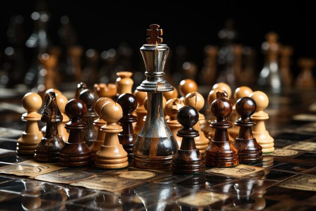 Conceito de estratégia de negócios Homem de negócios jogando xadrez para análise de desenvolvimento novo plano estratégico IA generativa