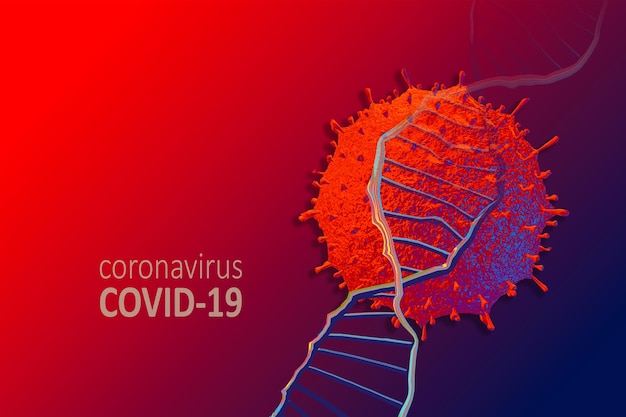 Conceito de estrutura da molécula de DNA de mutações de coronavírus