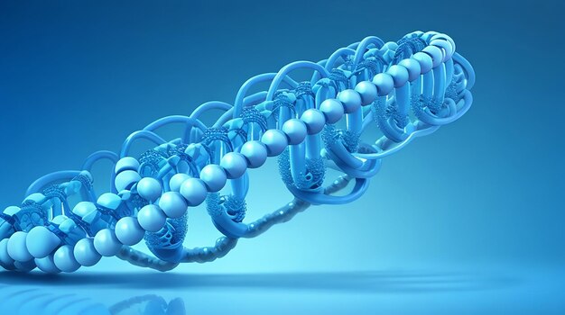 Conceito de estrutura de DNA de hélice humana em cor azul