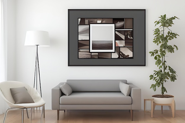 Conceito de exibição de pódio Mockup de moldura de imagem Fundo de parede Espaço de trabalho elegante Design de interiores
