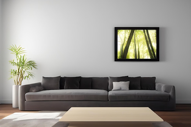 Foto conceito de exibição de pódio mockup de moldura de imagem fundo de parede espaço de trabalho elegante design de interiores