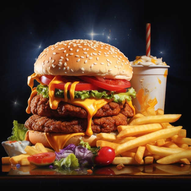 Conceito de fast food Variedade de fast food