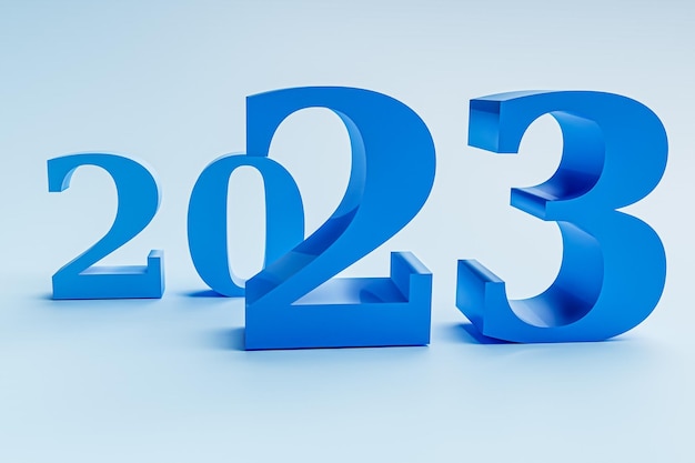 Conceito de férias de ano novo em cores azuis Número 2023