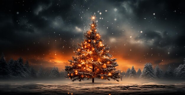 Foto conceito de férias de ano novo grande árvore de natal decorada com bolas e guirlandas imagem gerada por ia