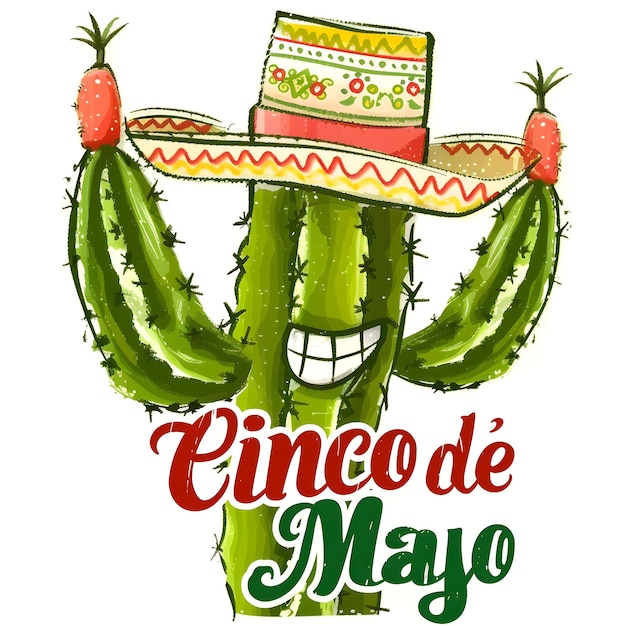 Conceito de festa mexicana com maracas de cacto e chapéu de sombrero Post de celebração do Cinco de Mayo