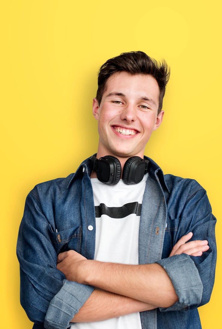 Foto conceito de fones de ouvido para ouvir música