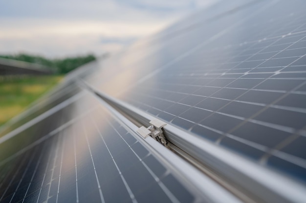 Foto conceito de fonte de eletricidade alternativa fotovoltaica de painel solar de paisagem de recursos sustentáveis