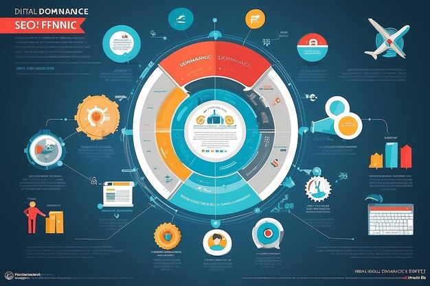 Conceito de foto infográfico de dominância digital SEO