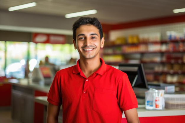 Foto conceito de funcionário de supermercado