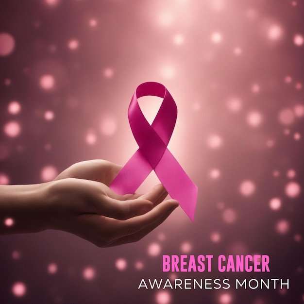 Foto conceito de fundo de cor rosa da fita de conscientização do câncer de mama