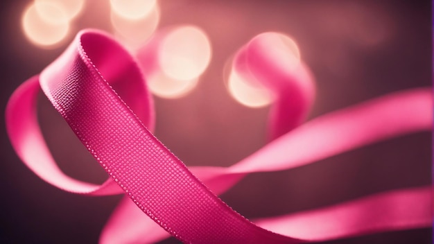 Conceito de fundo de cor rosa da fita de conscientização do câncer de mama
