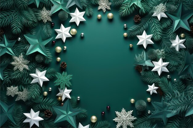 Foto conceito de fundo de decoração de natal em fundo verde