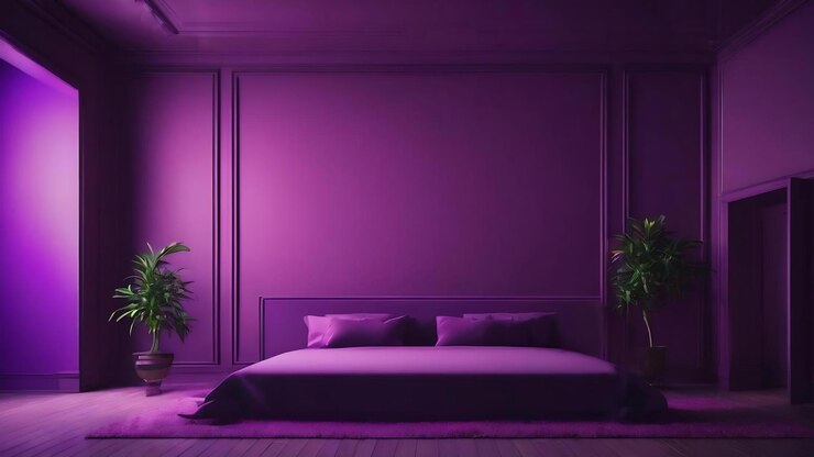 Foto conceito de fundo de estúdio gradiente escuro violeta fundo de sala de estúdio para o produto