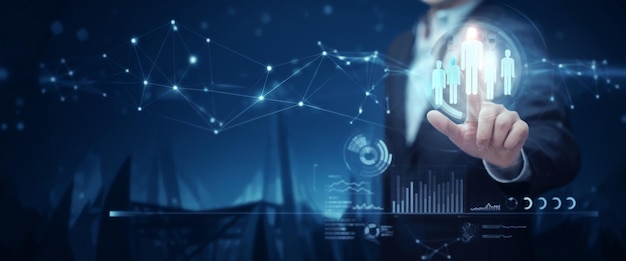 Conceito de gestão de recursos humanos, recrutamento e emprego Diretor-Geral e equipa de empregados para o sucesso