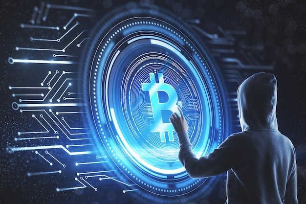 Conceito de hacking e criptomoeda
