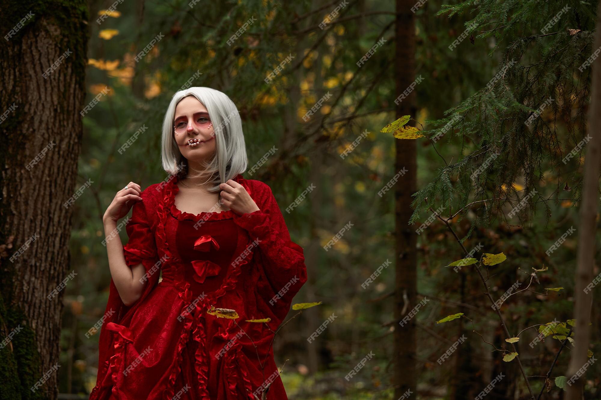 Vestido de vampiro preto e vermelho para meninas, Traje de