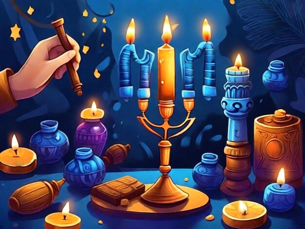 Conceito de Hanukkah desenhado à mão