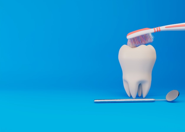 Foto conceito de higiene dental com fundo azul