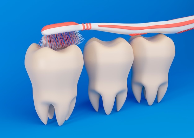 Foto conceito de higiene dental com fundo azul