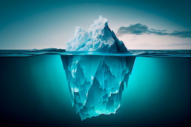 Foto conceito de iceberg risco subaquático escuro ameaça oculta ou conceito de perigo generative ai