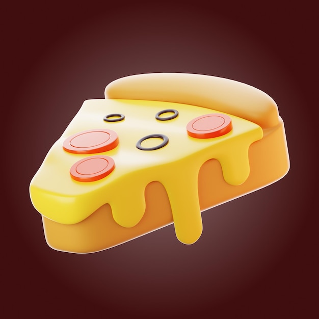 Conceito de ícone de fast food 3d renderização de ícone de fatia de pizza