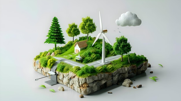 Foto conceito de ícone plano 3d ícone de energia verde com tomada elétrica enfatizando o papel das energias renováveis em su