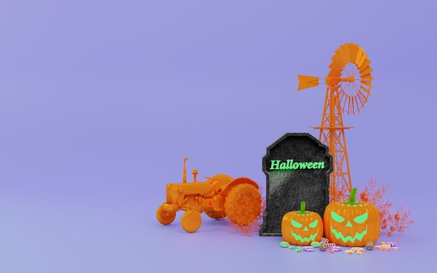 Conceito de ilustração 3d de halloween