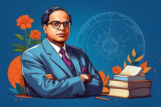 Foto conceito de ilustração vetorial de dr. bhimrao ambedkar jayanti 14 de abril