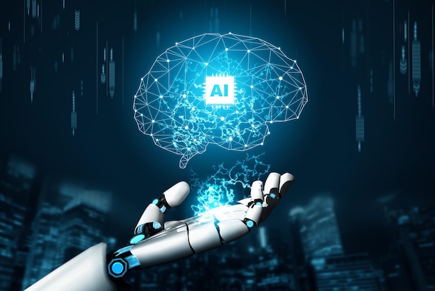 conceito de inteligência artificial de robô futurista