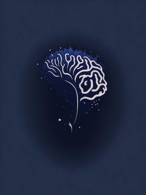 Conceito de inteligência humana com cérebro humano em fundo azul