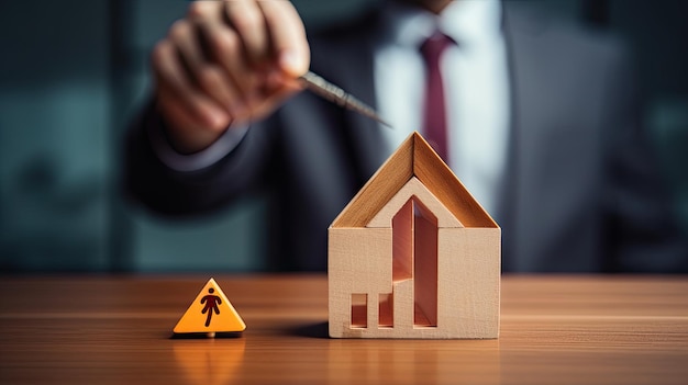 Conceito de investimento imobiliário Empresário com chave com modelo de casa