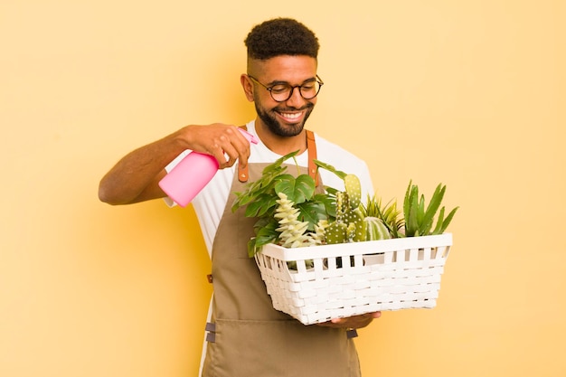 Conceito de jardineiro negro afro