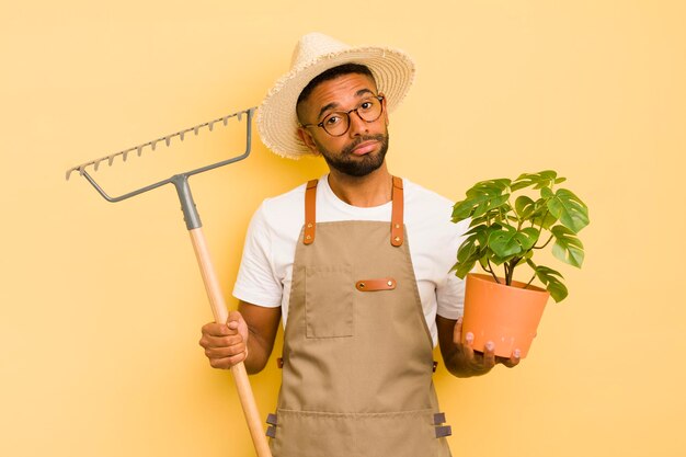 Conceito de jardineiro negro afro