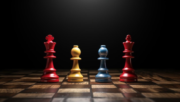 Conceito de jogo de tabuleiro de xadrez de ideias de negócios e ideias de competição e estratégia