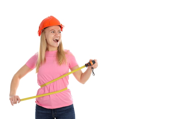 Conceito de jovem de ocupação isolado no fundo branco