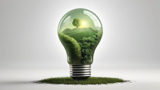 Foto conceito de lâmpada de energia ecológica ambiente limpo ideia de energia verde